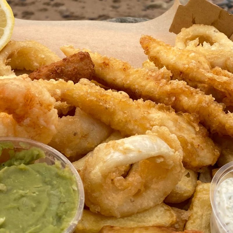 A Cromars fish box, munchy box at the beach