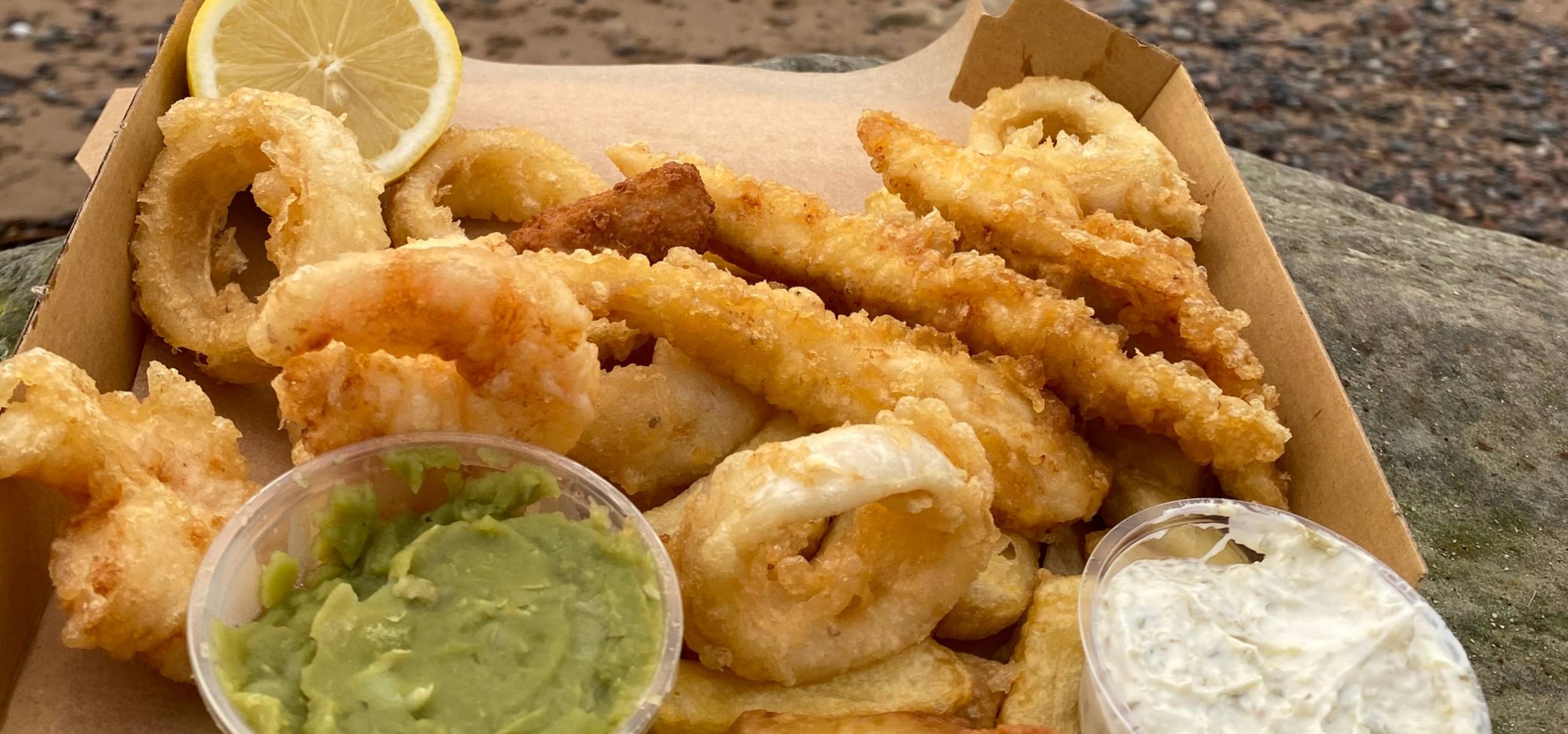 A Cromars fish box, munchy box at the beach