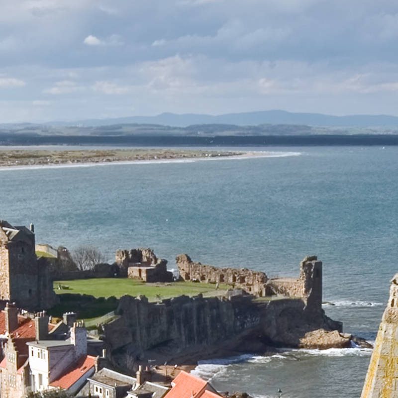 Aerial view of Scottish town, St Andrews