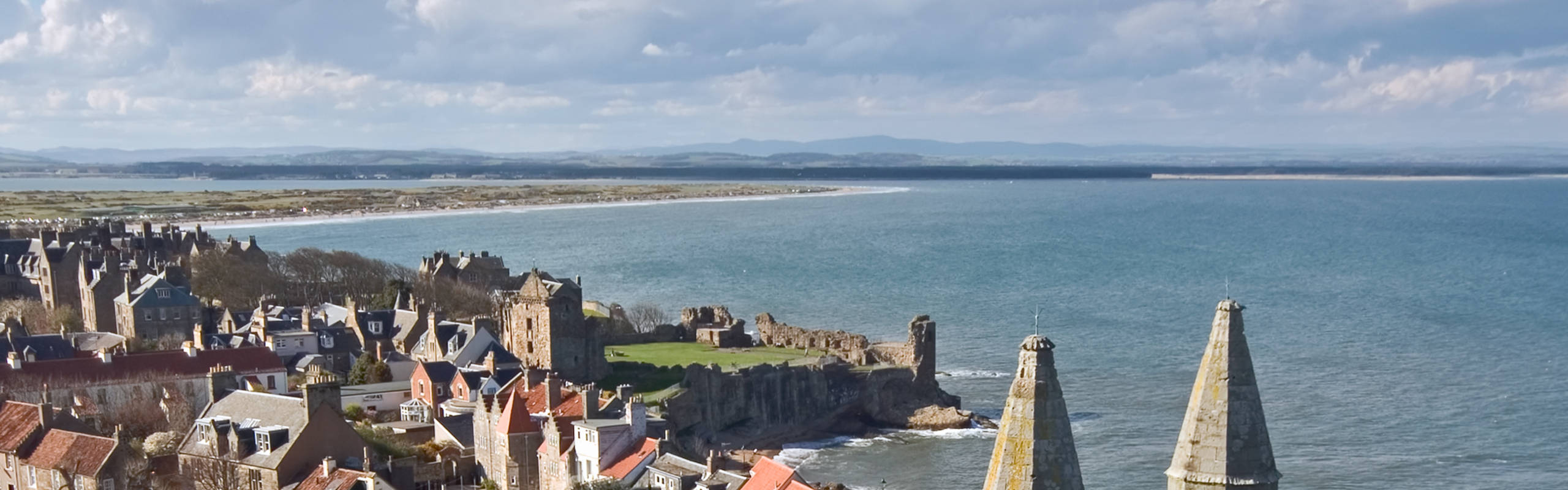 Aerial view of Scottish town, St Andrews