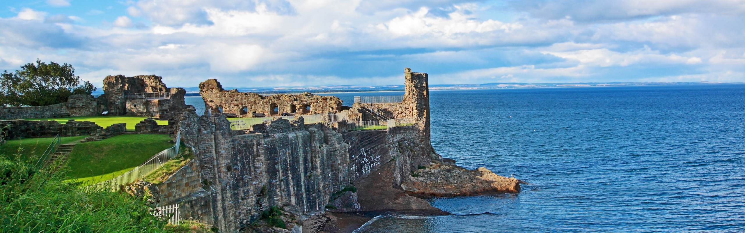 Ruins of St Andrews Castle on a beautiful day