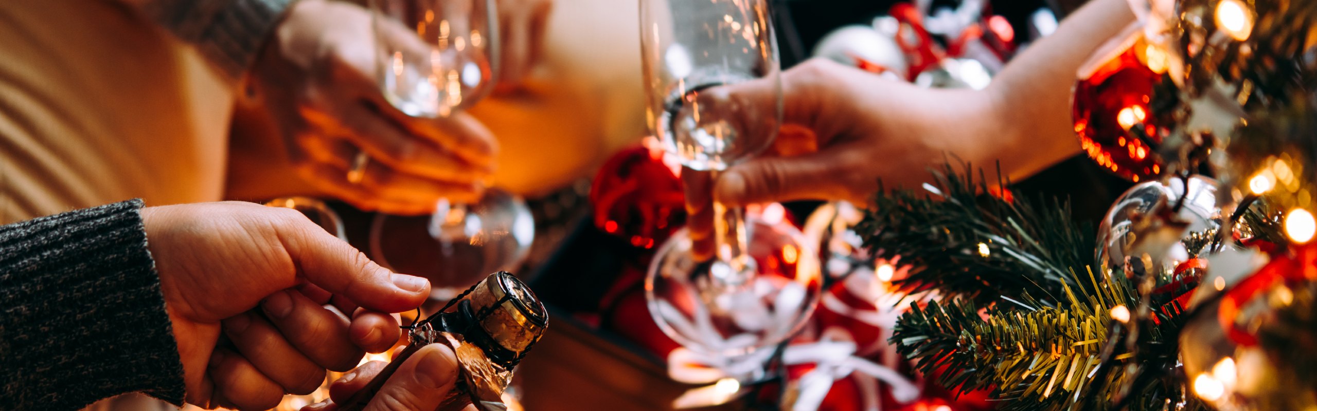 Christmas party with drink and food